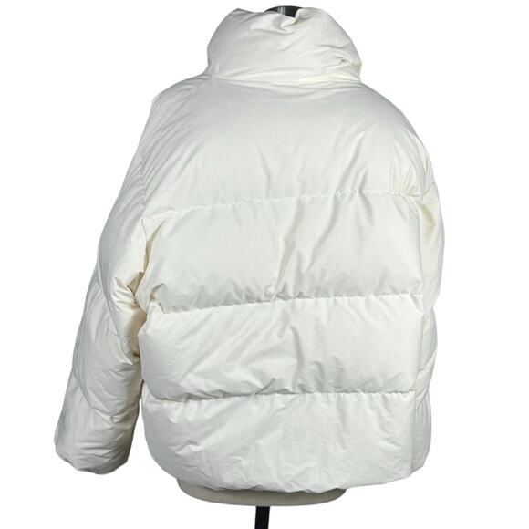 NAP LOUNGEWEAR Short Puffer Coat White Down Jacket Women's Size Large Oversize - Picture 4 of 10
